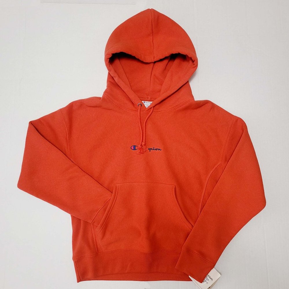 New Classic Champion Reverse Weave Hoodie Sweatshirt - Explorer Orange - Small